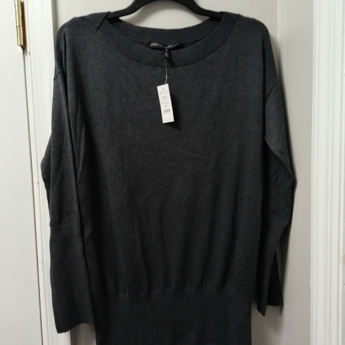 White House Black Market Heather Gray Velvet Knit Top Medium